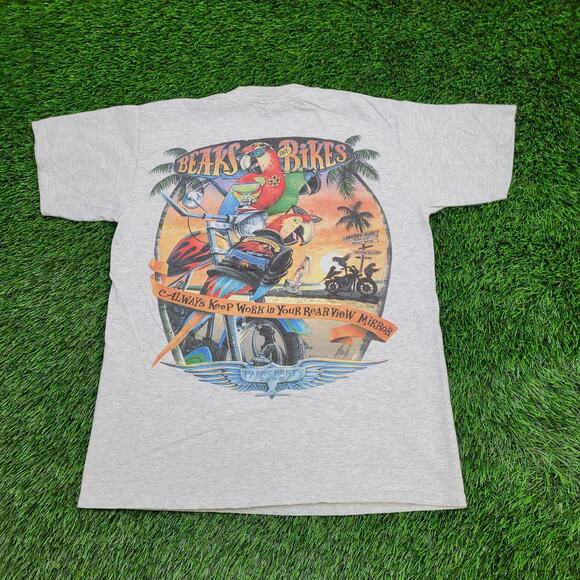 Vintage 2005 Bird Parrot Shirt S/M 20x26 Gray Beaks Bikers - Picture 1 of 15